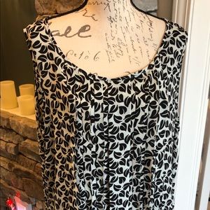 LOFT sleeveless blouse XL black / mint green EUC